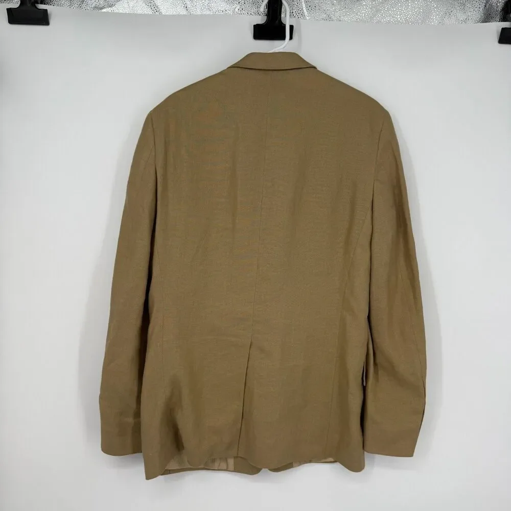 Baird McNutt Murano Blazer Mens Medium Tan Linen 2 Button Jacket Preppy Light